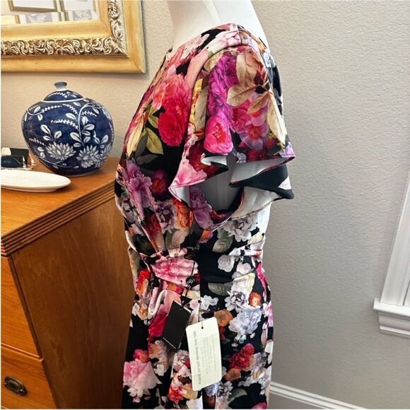 NWT ADRIANNA PAPELL Floral Printed
Draped Sheath Dress-S10 - Picture 4 of 6